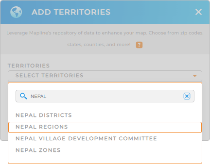 Add Nepal regions to your map in Mapline