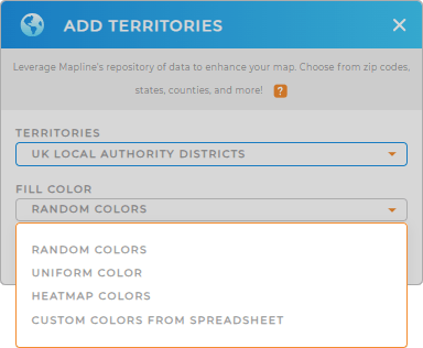 Color-code your U.K. Local Authority Districts territory map in seconds