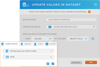 Automatically update dataset values