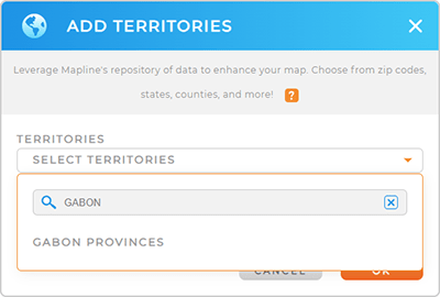 Add Gabon Provinces to your map in Mapline