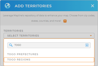 Add Togo Regions to your map in Mapline