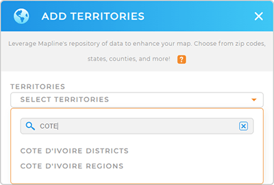 Add Côte d'Ivoire Regions to your map in Mapline