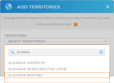 Add Slovakia Regions to your map in Mapline