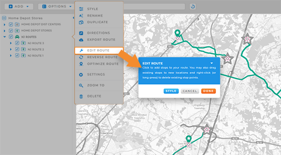 Edit and modify your routes at any time