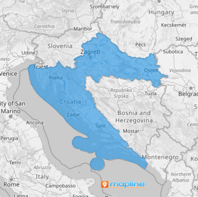 Map of Croatia Counties