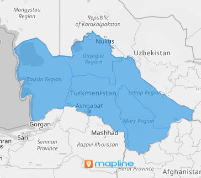 Map of Turkmenistan Regions