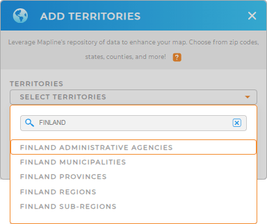 Add Finland Administrative Agencies to your map in Mapline