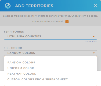 Color-code your Lithuania counties territory map in seconds