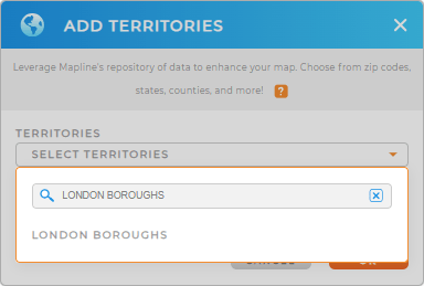Add London Boroughs to your map in Mapline