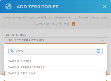 Add Japan Regions to your map in Mapline