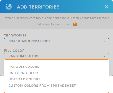 Color-code your Brazil Municipalities territory map in seconds