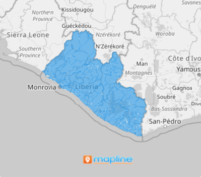 Map of Liberia districts 