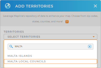 Add Malta Local Councils to your map in Mapline