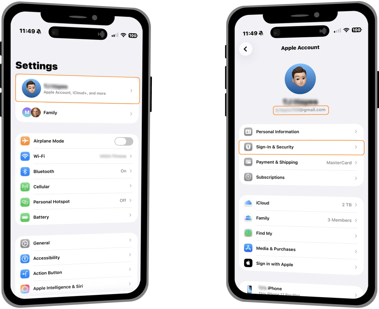 Find your Apple ID in Settings