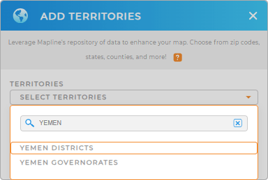 Add Yemen Districts to your map in Mapline