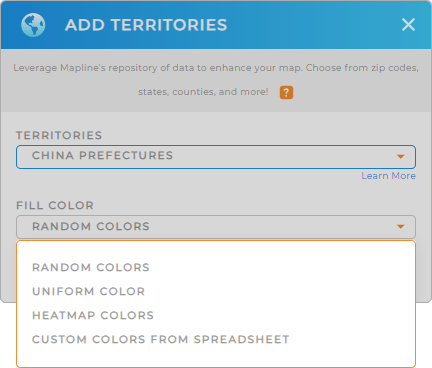 Color-code your China prefectures territory map in seconds