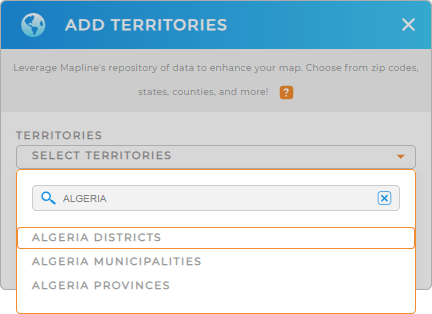 Add Algeria districts to your map in Mapline