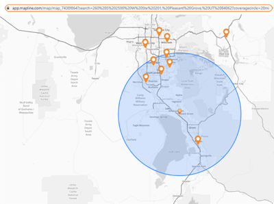 Coverage circle URL variable