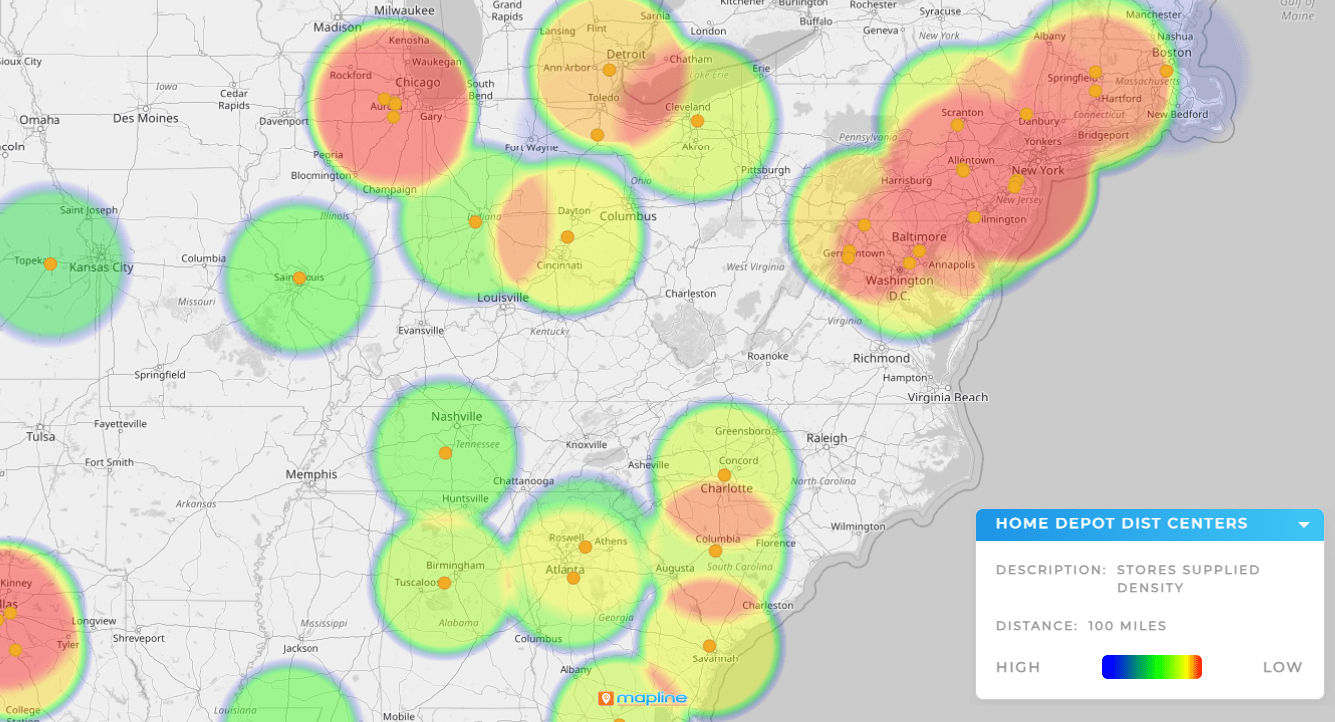 instantly visualize customer hotspots with Mapline