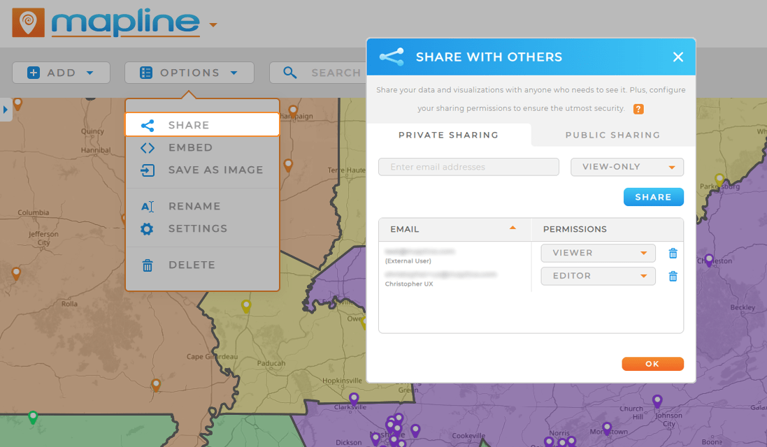 Work smarter as a team by sharing maps and visuals in Mapline